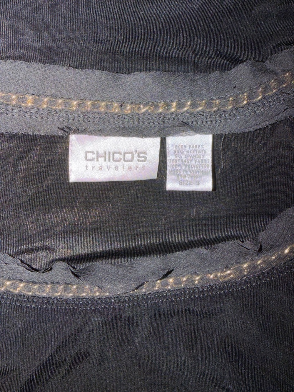 Chico's Travelers Black Slinky Knit Tank Top with Gold Chain Detail - Picture 5 of 6